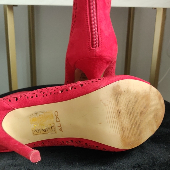 Red Ankle Boots/Bootie Open Toe - Picture 6 of 8